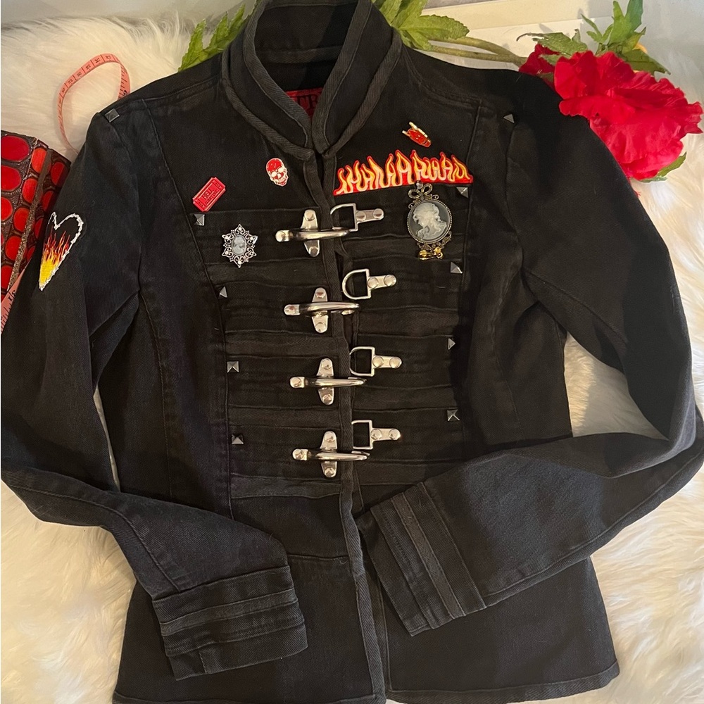 SOLD SOLD SOLD Tripp nyc Upcycled Stone Cold Rage Hellfire Buckle Patch Jacket - Picture 2 of 16